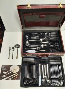 Besteckset 72tlg. SBS Solingen BADEN-BADEN 24ct. Hartvergoldet im Lederkoffer - Bild 1 von 8