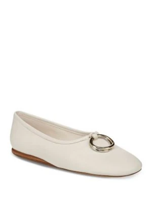 VINCE. Zapatos planos de ballet de cuero sin cordones Didi con puntera redonda con acento marfil para mujer 9,5 M Foto 1 de 3