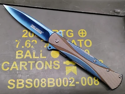 Navaja de Bolsillo Táctica Abierta Asistida Tac-Force ViB Hoja Recubierta de Titanio Azul Foto 1 de 4