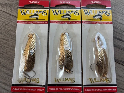 3 NOS Williams Flasher Spoon 1/4oz. WF3GN Bump Gold 2 1/4" RARE Salmon Walleye - Image 1 of 3