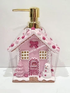 Weihnachten Rosa Lebkuchenhaus Schneemann Küche Bad Lotion Seifenspender - Bild 1 von 4