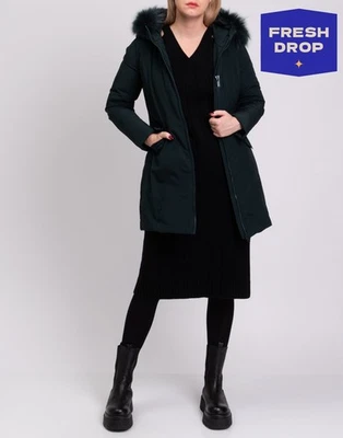 RRP€255 BOMBOOGIE Down Parka Coat US-XS-S 1 S Detachable Raccoon Fur Trim Hooded - Image 1 of 4