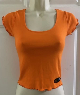 Nuevo Top Corto Delia*s Juniors Mujer Naranja Sólido Manga Gorra Talla S Foto 1 de 4