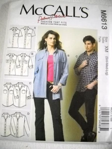 McCalls 9652 Unisex Shirts with Collars Size S-L Sewing Pattern - Picture 1 of 2