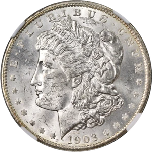 1903-O Morgan Silver Dollar NGC MS62 Key Date Blast White Strong Strike - Picture 1 of 4