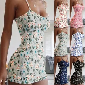 Plus Size Sexy Backless Slip Dress Floral Mini Summer(686) - Picture 1 of 15