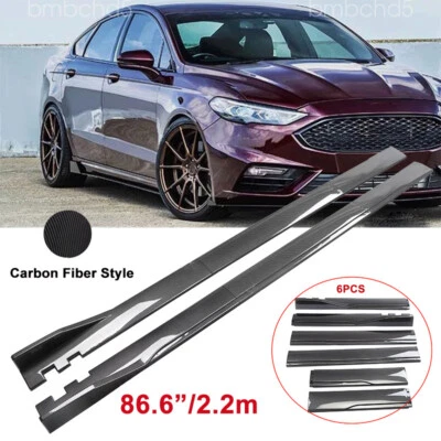 For Ford Fusion 2010-2020 Carbon Style 86.6" Side Skirt Rocker Lip Splitter - Image 1 of 4