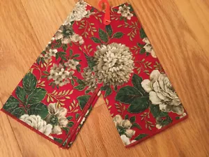 Toallas de mesa, juego de 2, nuevas, poliéster, 16 x 16 pulgadas, flores en rojo, festivo - Imagen 1 de 4