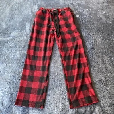 Lucky Brand Men’s Fleece Drawstring Red/Black Plaid Pajama Bottoms Medium - Image 1 of 4
