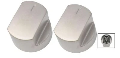 KGA-SUPPLIES 2 Schalterknöpfe für Kochfeld Backofen silber für Herde 444445571