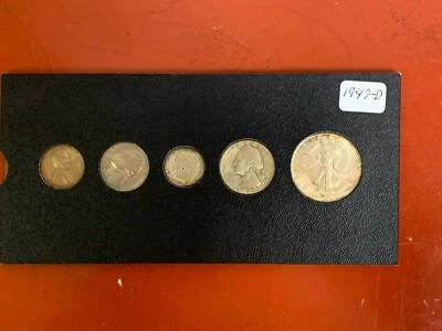 1947 D  BIRTH YEAR 5 COIN SET -  MOSTLY CIRCULATED SET- BU Half Dollar - Image 1 of 4