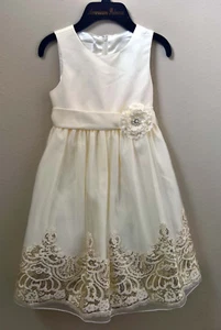 American Princess Collection Ivory Sequin Soutache Girls Dress  (Style# 46028) - Picture 1 of 13