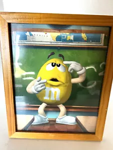 M&M's Framed Calendar Picture Yellow Character Chalkboard 11" x 9" Wood Frame - Picture 1 of 3