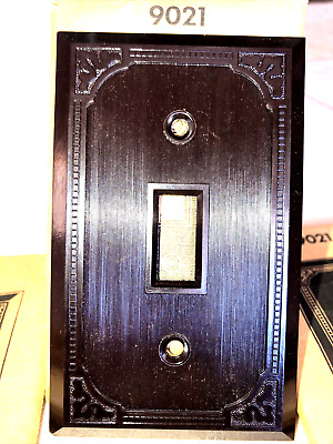 19 Vintage Art Deco Light Switch Wall Cover Plates Brown Ribbed New Old Stock • 475$