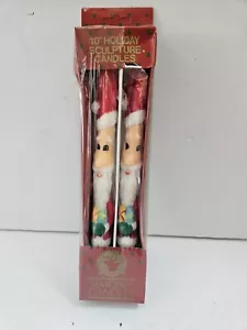 Vintage SANTA CLAUS Christmas Sculpture CANDLES - 10" Inch Taper Set of (2) -NEW - Picture 1 of 2