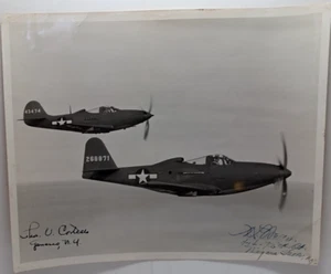 WWII Photo 2 P-63 Fighters Signed by Pilots By Bell Aricraft Corp RRP267 - Picture 1 of 8