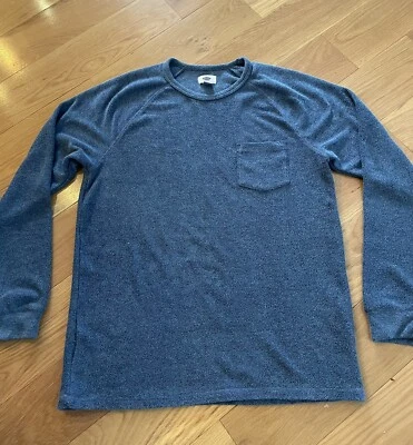 Old Navy Mens LG Fleece/Terry Long Sleeve Shirt With Pocket, Blue - Image 1 of 4