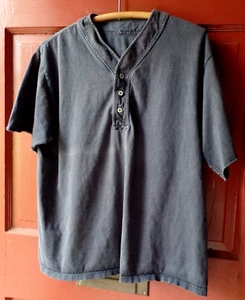 Vintage 1990's Black Short Sleeve 3-Button Pullover Size Seems Large (d) - Picture 1 of 5