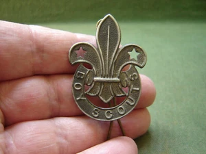 Vintage Large Metal Boy Scouts Uniform 4.5cm Cap Hat Badge with Lugs & Bar - Picture 1 of 6
