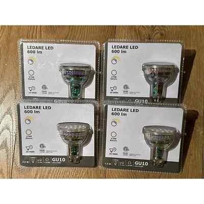 Ikea LEDARE GU10 (4 Pack) LED bulb 600 lumen, 2700 k, Dimmable 103.632.36, NEW - Image 1 of 2
