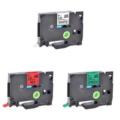 3x Compatible para Brother TZe 221-721 0.35" Negro sobre Blanco/Rojo/Verde Cinta de Etiqueta Foto 1 de 4