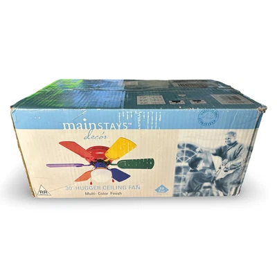 Mainstays 30” Hugger Ceiling Fan Multi Color Blades Light Retro Room Decor 90’s - Image 1 of 2