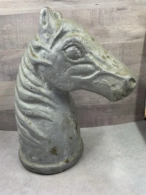 Antique Cast Metal Aluminum Horse Head Hitching/Fence Post Topper 9” Tall - Image 1 of 4