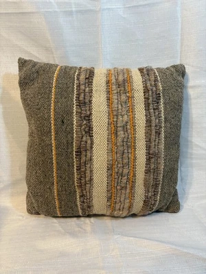 Travesseiro Kilim Throw, 12"x12" marrom, cinza creme laranja capa de travesseiro  - Imagem 1 de 4