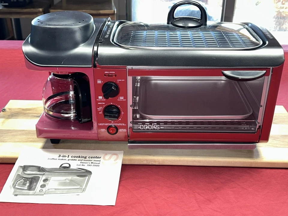 NUEVO CON ETIQUETAS Cocineros 3 en 1 Electrodoméstico de Cocina Plancha Tostadora Horno Cafetera PROBADO  Foto 1 de 4