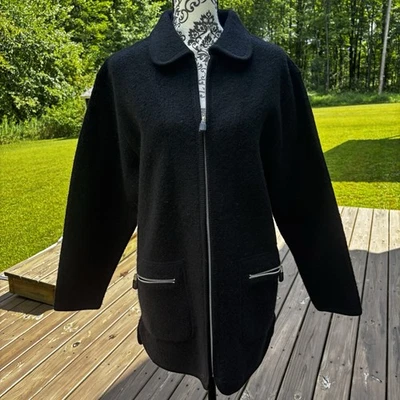 Abrigo Chaqueta De Colección J. Percy Marvin Richards 100% Lana Talla M Negro Bolsillos con Cremallera Completa Foto 1 de 4