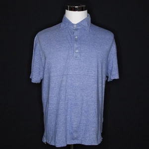 Polo de manga corta de lino a rayas azul ISAIA Napoli para hombre talla XXL / 2XL - Imagen 1 de 6