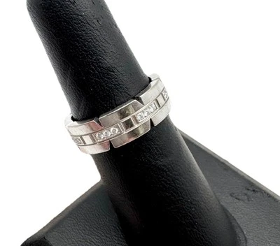 Anillo Cartier Tank Francaise Oro Blanco 18K 0,25 Diamantes Banda de Eternidad Talla 6 ~ 6 mm Foto 1 de 4