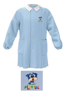 Grembiule asilo bambino Siggi Happy School 33GR3895 Quadri Bianco/Azzurro - Picture 1 of 1