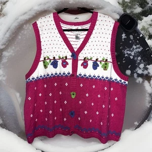 Quacker Factory NWT Multicolored Vest Plus Size 3X Mitten Decor Bells ๐ cute! - Picture 1 of 11