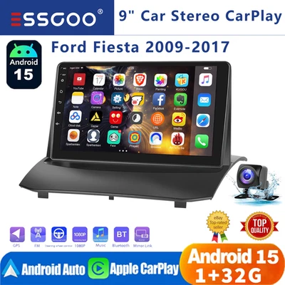 9" Android 15 Car Stereo Apple Carplay 32G For Ford Fiesta 2009-2017 with Camera - Image 1 of 4