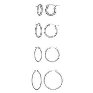 Fashion Stainless Steel Silver Ear Stud Dangle Hoop Earrings Women Jewelry Gift