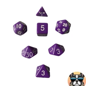 7 PC Polyhedral Dice Set DND RPG-Classic Deep Purple w/ White No.'s - w/ Pouch!! - Picture 1 of 5