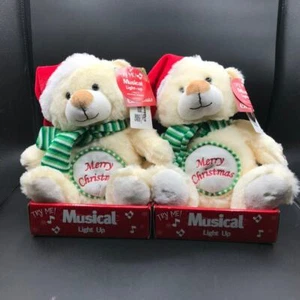 2 Try Me musikalische leuchtende Weihnachtsbären spielen 8 Weihnachtsmelodien BRAUCHT BATTERIEN - Bild 1 von 12