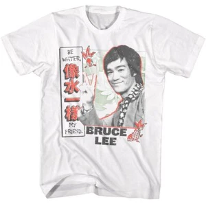 Bruce Lee Be Water Pond Scene White Icons Shirt - Picture 1 of 2