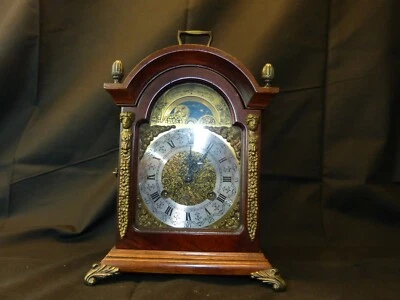 WUBA WARMINK NIEDERLÄNDISCHE TISCHUHR Kaminuhr ALTER VINTAGE ANTIKE MESSING HOLZ - Bild 1 von 4