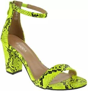 Top Moda HAnnah-1 Ankle Strap High Heel Sandal, Yellow Snake Two Peice Pump - Picture 1 of 1