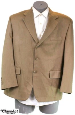 Casaco esportivo masculino CHAPS marrom 100% seda espinha de peixe blazer terno jaqueta 3 BTN 42S - Imagem 1 de 4