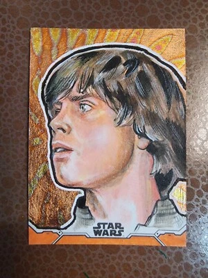 Star Wars Topps Sketch Card 1/1 Luke Skywalker Copper Leaf Original Art Painting - Image 1 of 4