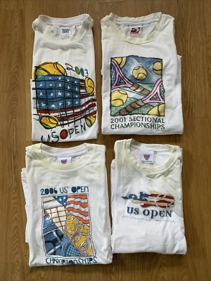 VTG Lot Of 4 US Open 2000’s Tennis White Graphic Size XL T Shirt Made In USA - Image 1 of 4