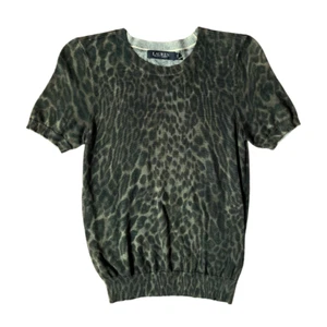 Lauren Ralph Lauren Women's Olive Leopard Print Short Sleeve NWT Free Shipping - Picture 1 of 4
