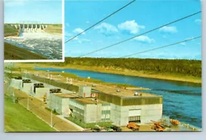 Squaw Rapids Hydro Dam, Saskatchewan, 1996 Split View Postcard, Slogan Cancel - Foto 1 di 2