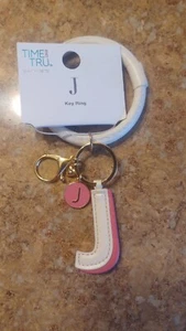 New Time and Tru Simulated Leather Initial  Letter Bangle Bracelet J Keychain  - Picture 1 of 2