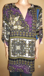 CATO PLUS SIZE 3/4 SLEEVE ROLL TAB FLORAL TUNIC SHIRT 18/20 W NEW HIGH LOW HEM - Bild 1 von 3