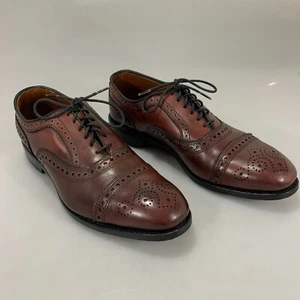 Allen Edmonds Strand 6 C Brown Leather Cap Toe Wingtip Dress Shoes - Picture 1 of 14