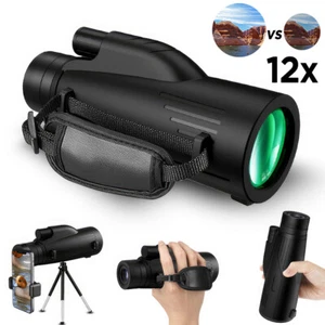 12×50 HD Monocular Portable Phone Camera Hiking Tripod Starscope Telescope Zoom - Picture 1 of 24